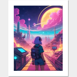 Solar punk Synthwave girl Posters and Art